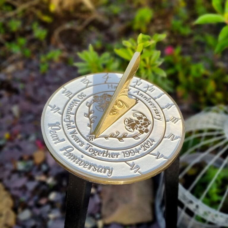 Pearl anniversary sundial for gardens