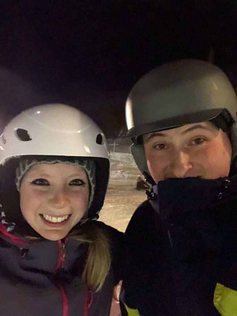 Maddie occasionally gives in and goes skiing with Brett since he loves to snowboard so much! Madison does not love skiing so much...but she loves Bretty! 