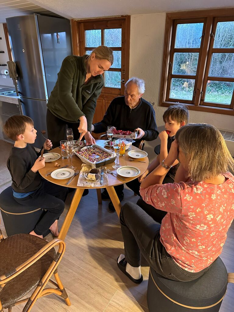 Our first dinner together at Red House - Janne's Red House cake has become a tradition!