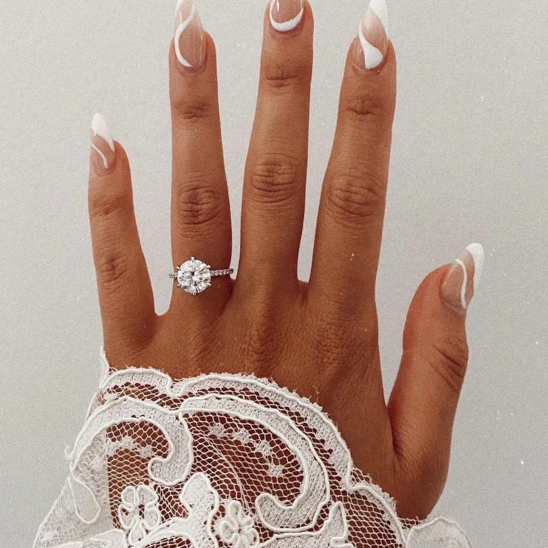 Angled French Manicure bride nails
