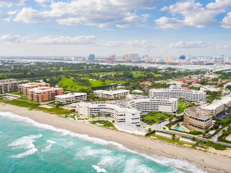 Aerial photo of palm beach florida romantic getaway