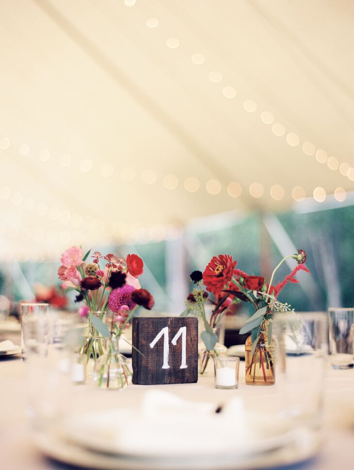 Bud Vases With Purple And Red Wildflowers