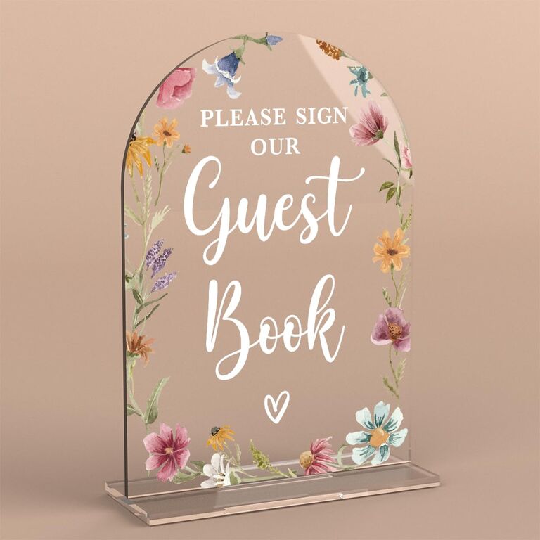 Wildflower wedding guest book sign
