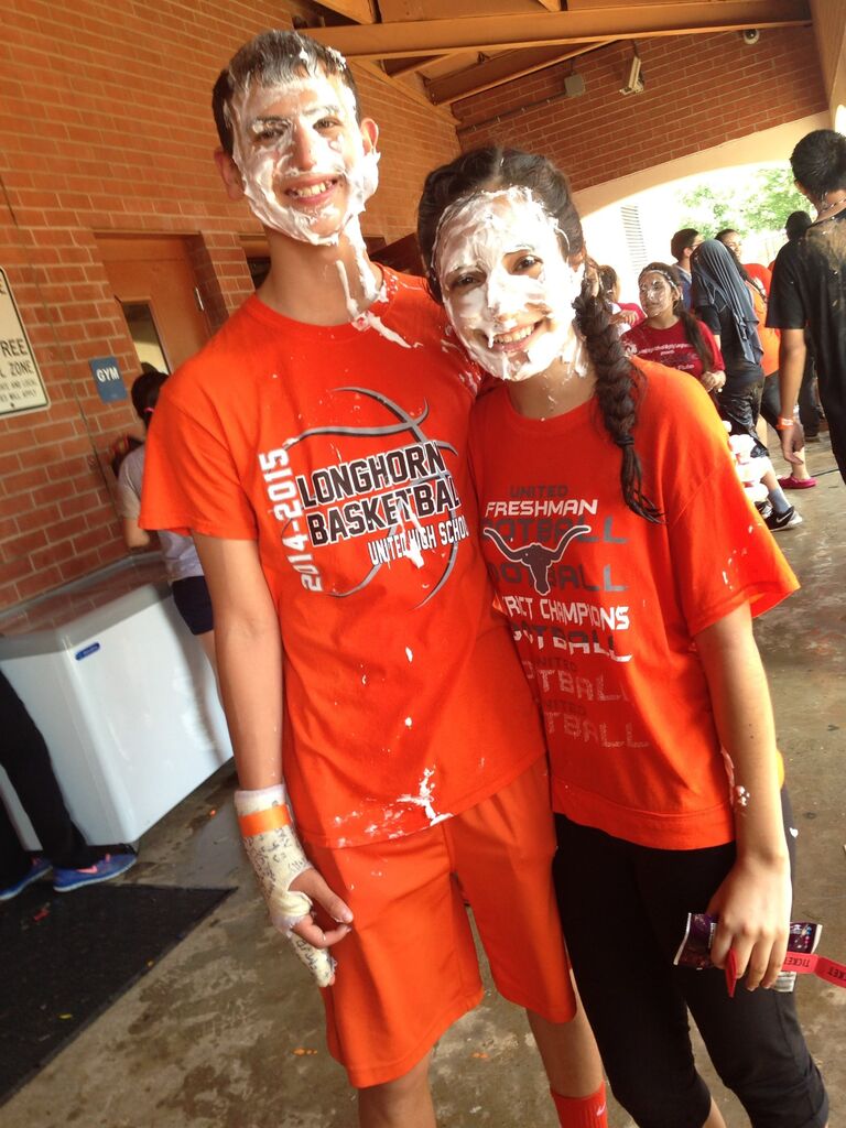 1st picture together. Freshmen year Field Day.