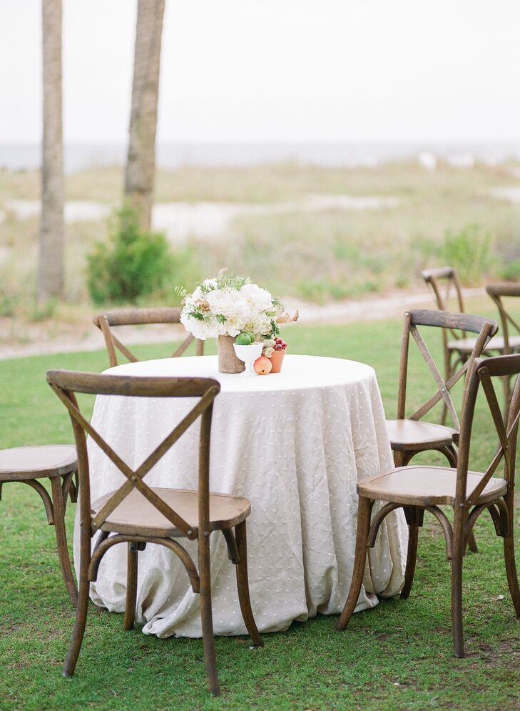 Wooden Cross Back Chairs at Neutral Table