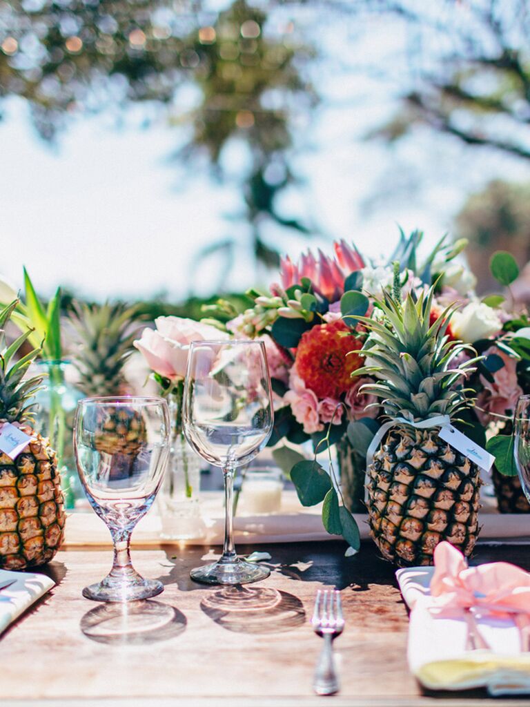 Pineapple place cards tropical wedding