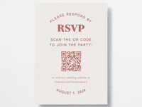 Invitation with wedding QR code on it.