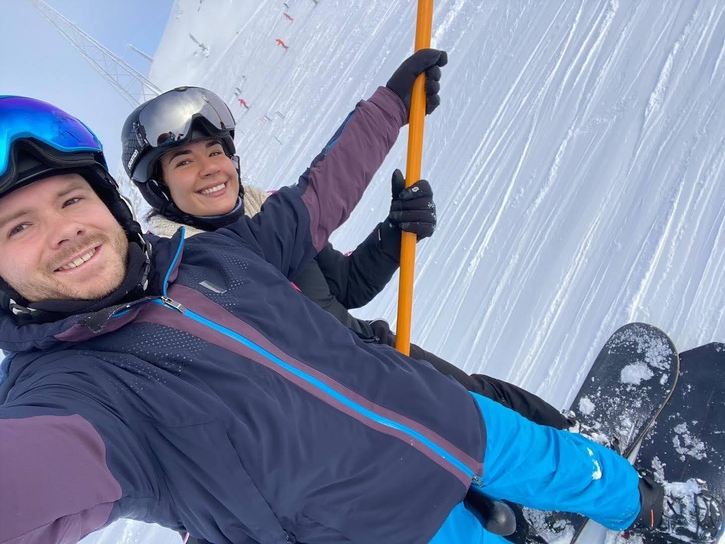 From then on it was lots of Europe visits for Sofia. Here Ralf attempts to teach her how to snowboard during a trip to the Alps,  Kitzbuhel Austria