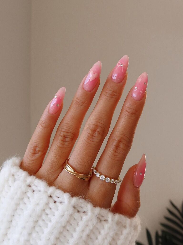 Pink coquette Valentine's Day nails