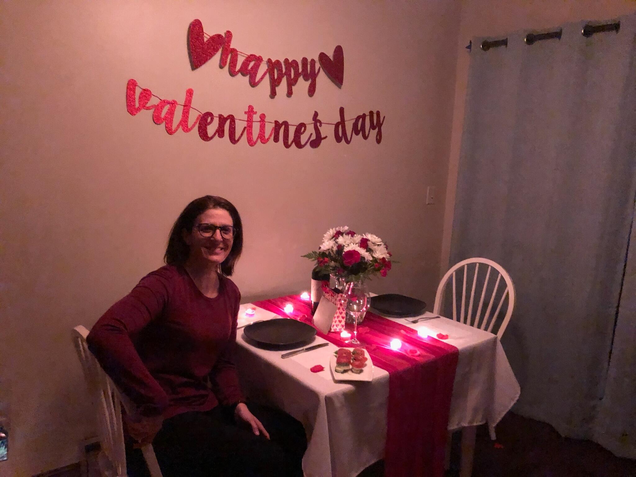Kelly & Allison celebrate their first valentines day.  Kelly surprised Allison with music, a three course meal and wine!! 
