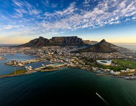 Aerial shot of Table Mountain, South Africa