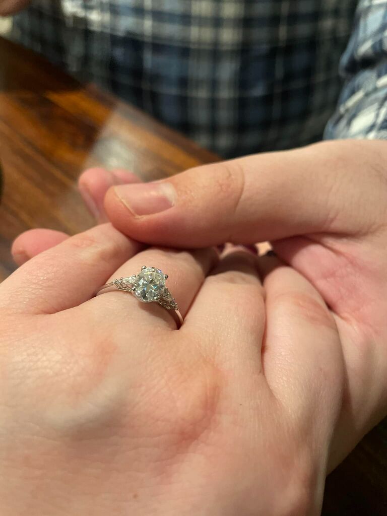 A 2022 bonus photo of the ring just after Jared popped the question!
