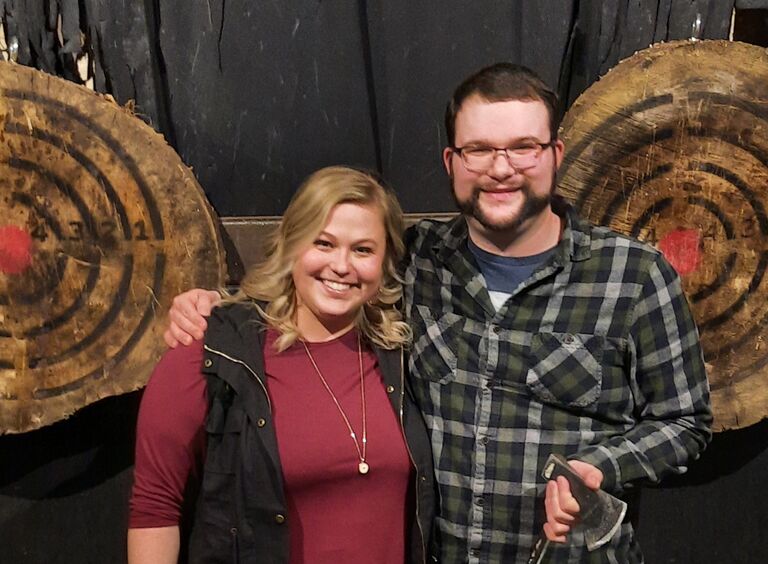 Our first date where we drank beer and threw axes together. Nothing like bonding over sharp objects.