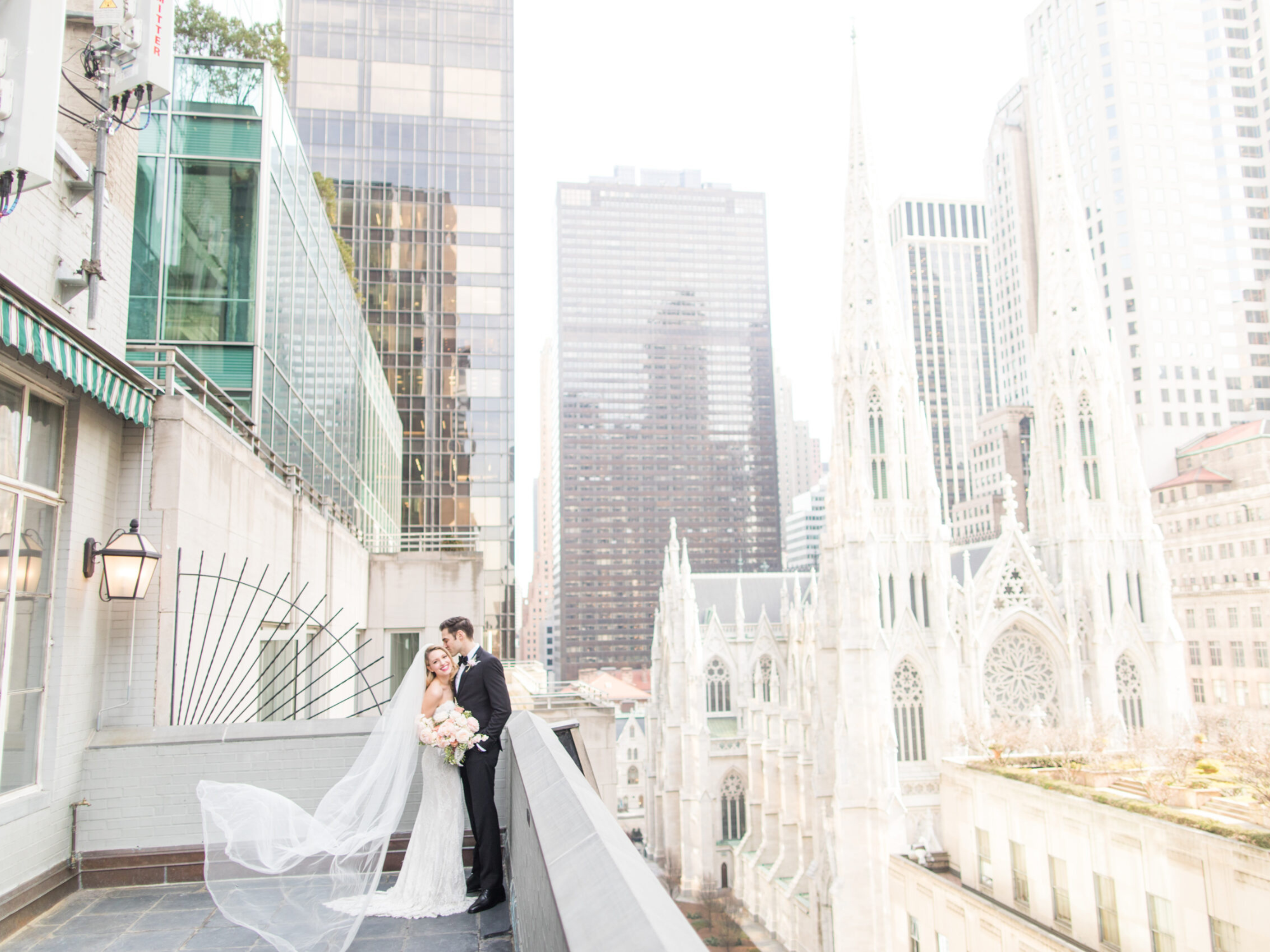 Bride and groom at 3 West Club New York wedding venue