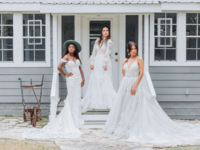 Brides wearing different dresses from Signature Bridal Salon in Austin, Texas