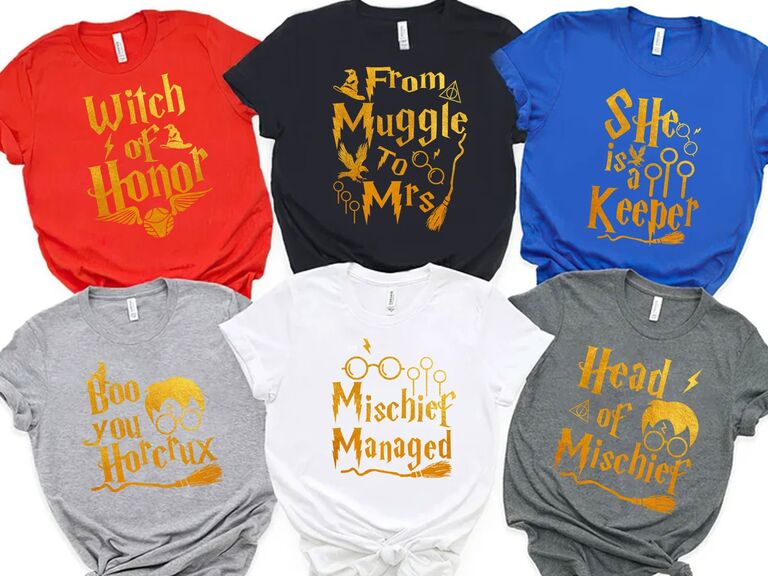 Harry Potter-themed bachelorette party shirts