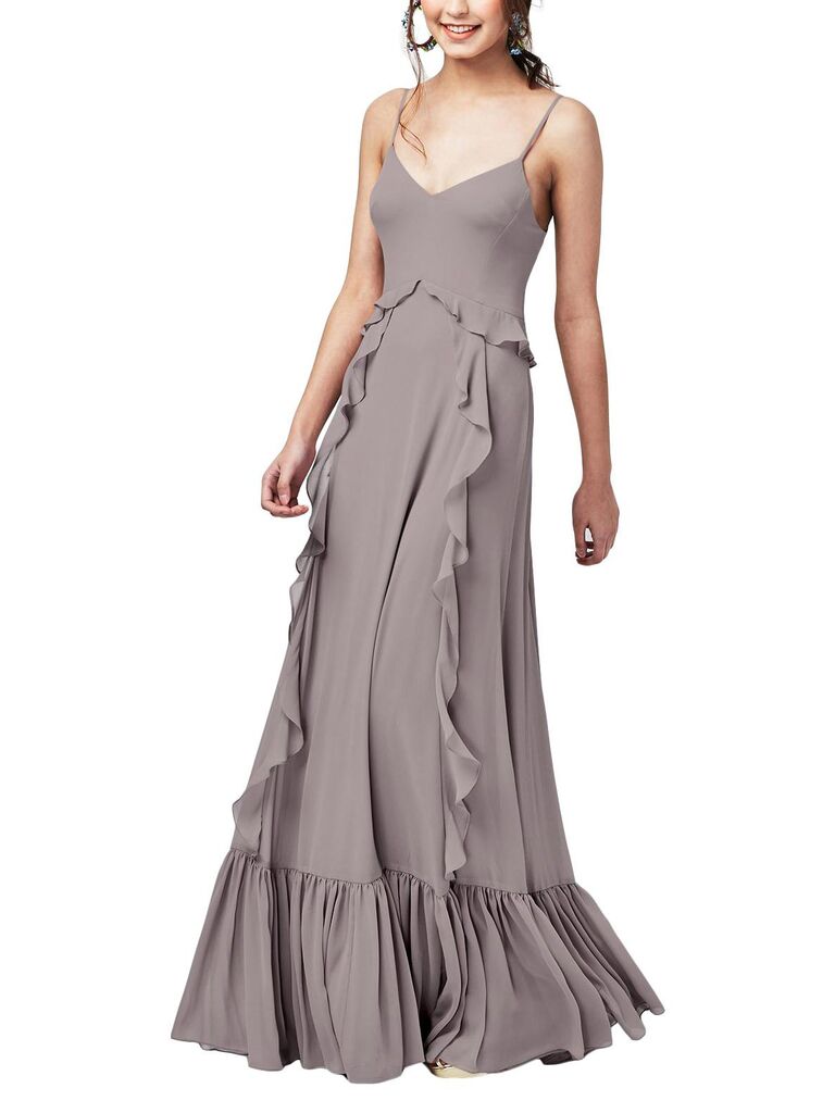 gray bridesmaid dresses with sleeves