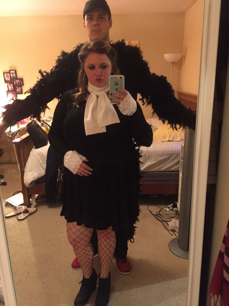 Annelise and Matthew win Best Costume at the English Graduate Organization's annual Halloween party as Edgar Allan Hoe and The Raven.