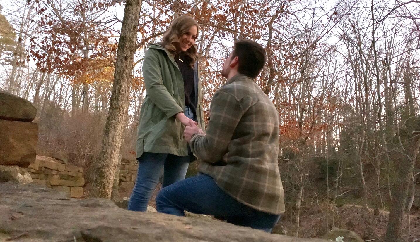 Our engagement date started with eating wings (inside joke).
After dinner, Ben took me back to Crystal Bridges (I told you it would be important!).  We went for a walk on the trails around the museum, and BENJAMIN ASKED ME TO MARRY HIM!!! 