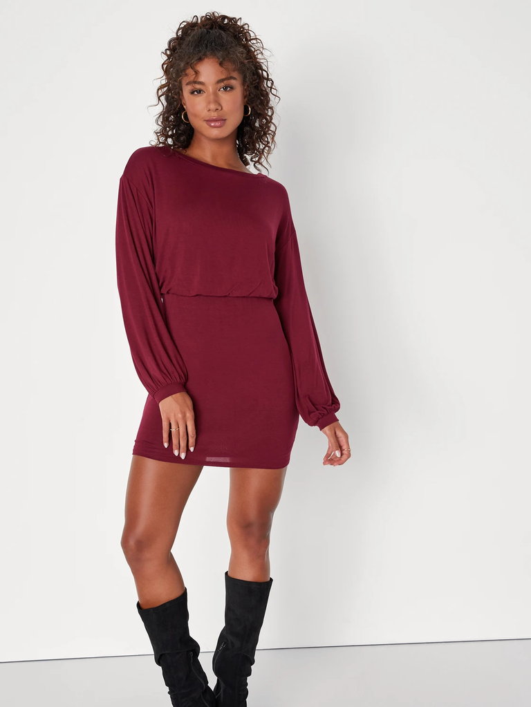 Burgundy Sleeveless Dress - Mini Bodycon Dress - Backless Dress - Lulus