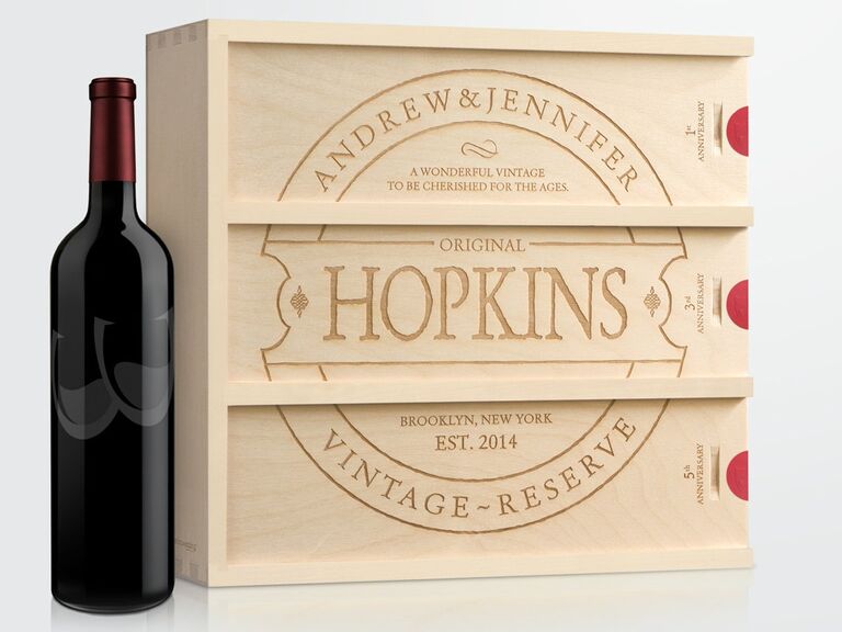 Customized vintage winebox featuring a couples' names Etsy wedding gift idea