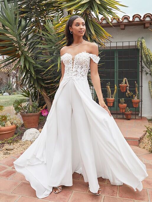 Simple Lace Top Bridal Separates Two Piece Mermaid Beach Wedding Dress