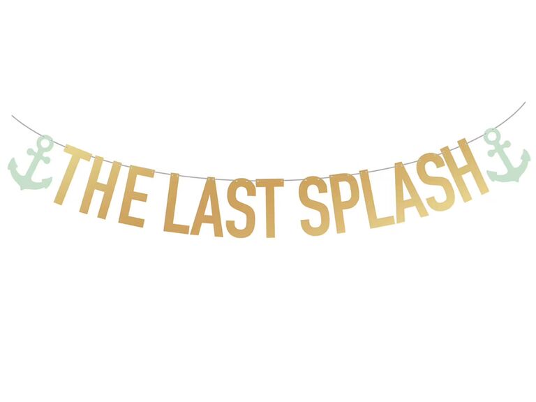 The Last Splash in gold with blue anchors on either side