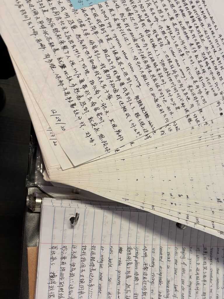 To work around school policy on dating, we stared writing letters to each other. There's a few hundred letters between the two of us by the end of high school. 