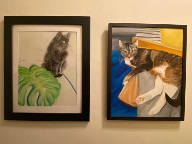 We moved into our Sunnyside apartment with our cats, Rockwell and Frida (and their portraits by Jake!).