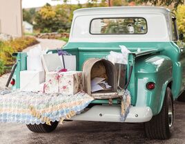 Truck bed with wedding gifts