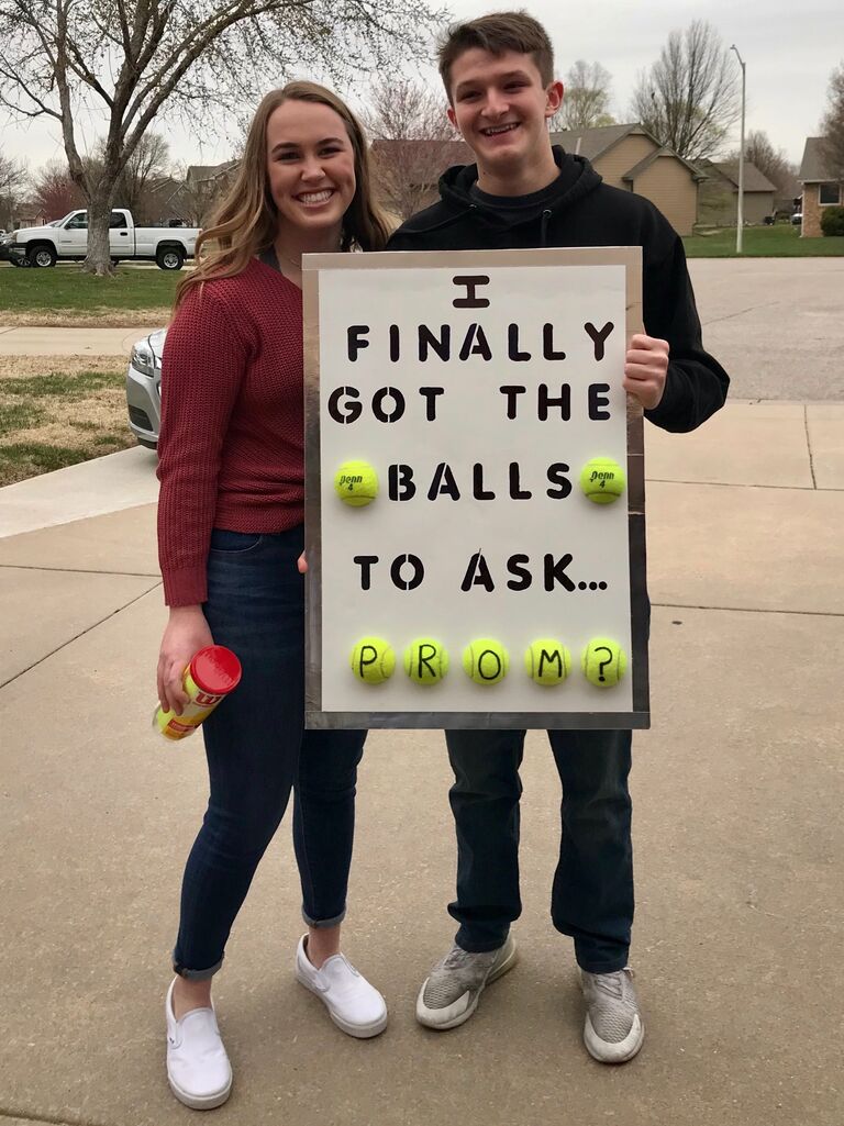 After two months of dating, Evan finally got the balls to ask Madeline to prom! 
Unfortunately, it was canceled later that year due to COVID, but don’t worry, they danced the night away the following year.