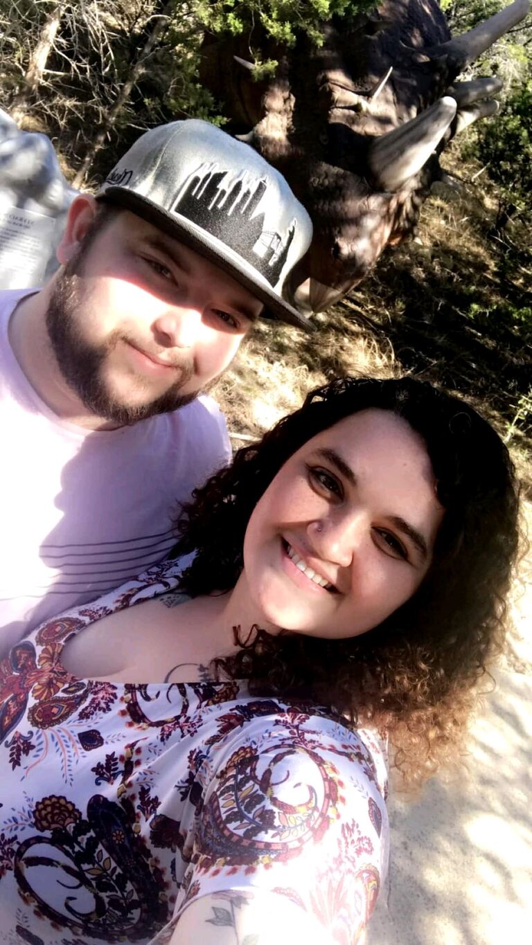 Walking around the Dinosaur park. Our first real date was seeing Dinosaur parks and laughing. 