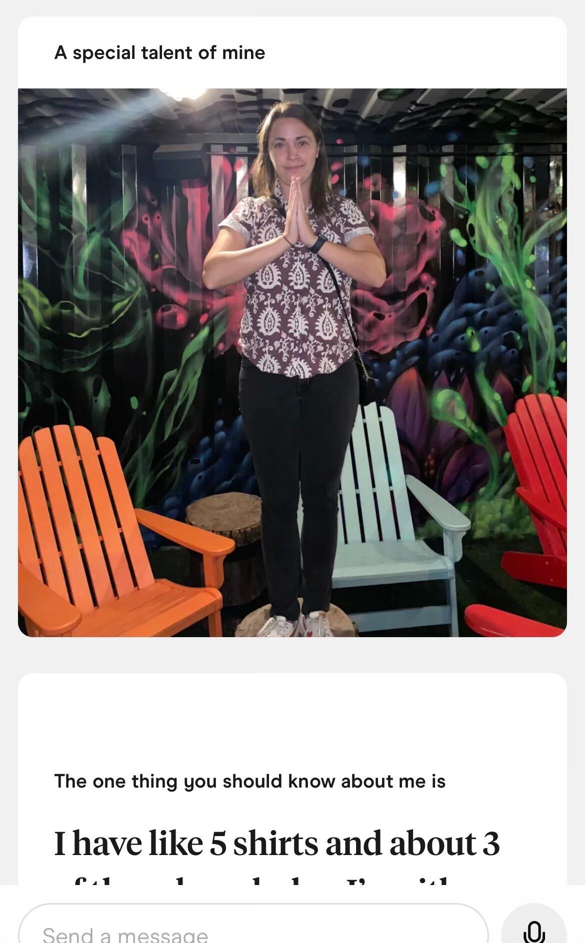 Marisa stumbled across Lynette's profile on Monday, March 7, 2022. M swiped right as L's special talent left her aghast. 

Standing on a podium, is not as common as you might think 🫥  

Six days later, L swiped right on M, and it was a MATCH!

