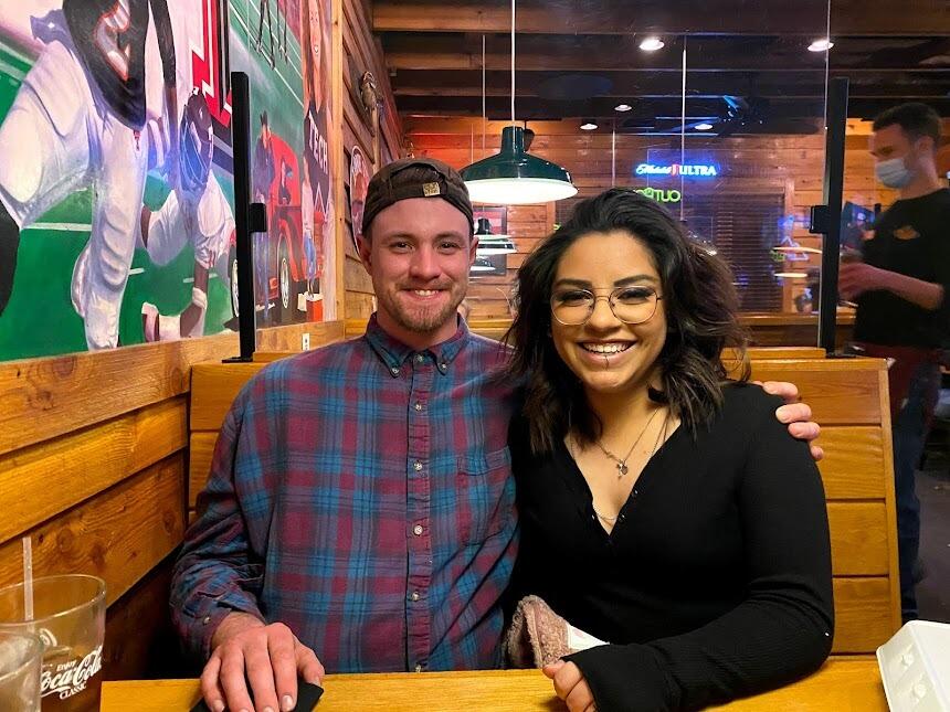 First Valentines Day as a couple! No, he did not take a normal photo at any point.