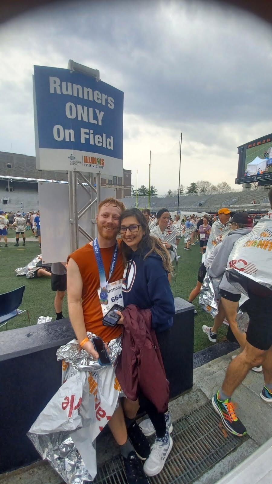 Andrea supporting Anthony at his race