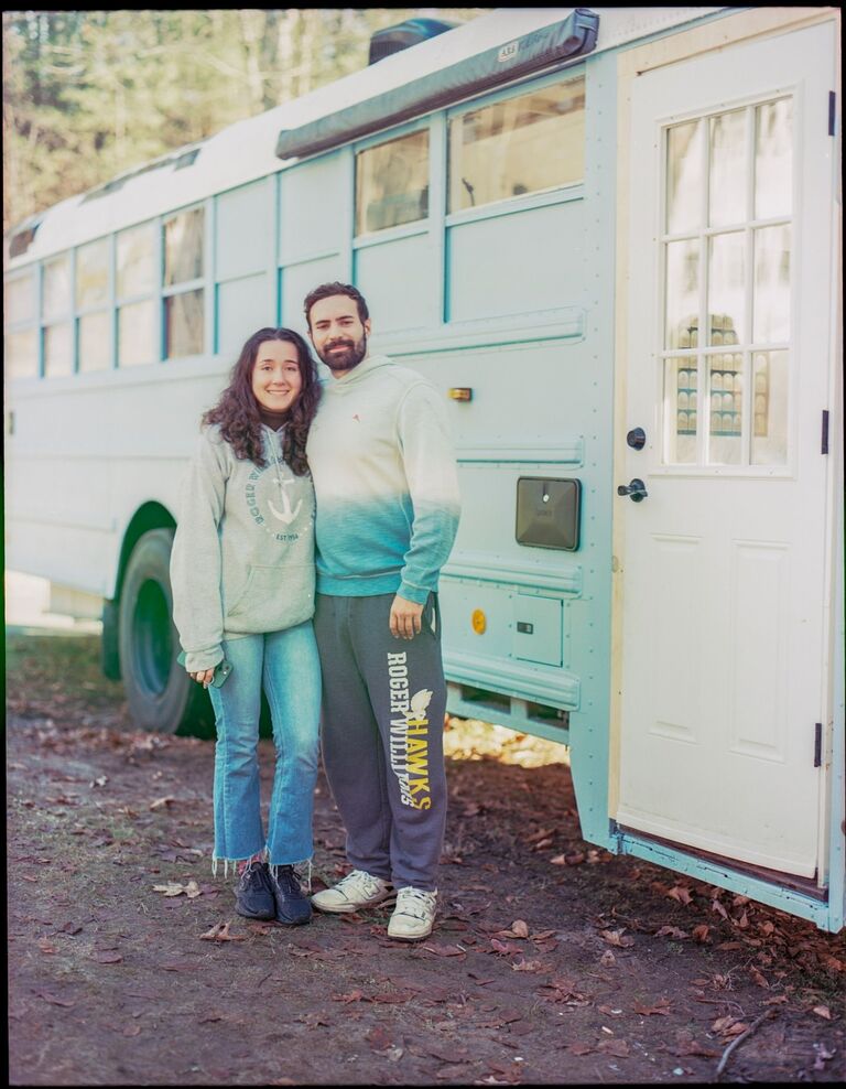 Danielle and Kyle left the comfort of New England to travel the country with Dakota and Maggie in their converted school bus.  