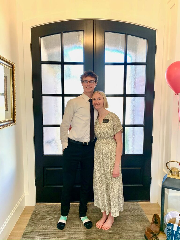The day we said goodbye before we both left on missions. 