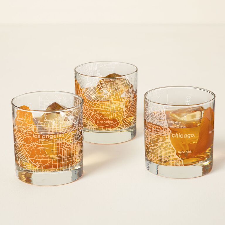 Urban map whiskey glasss gift for groom