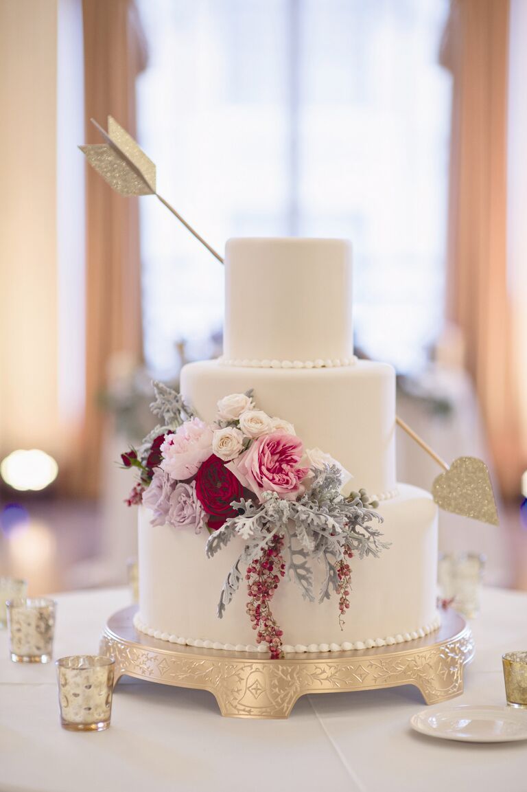 Cupid's arrow Valentine's Day wedding cake