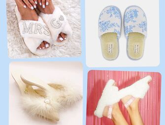 Four pairs of bridal slippers