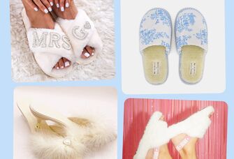 Four pairs of bridal slippers