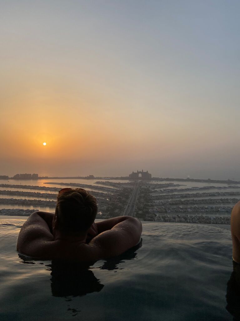 View of the Palm at Aura Skypool during sunset. At this point we basically live for holidays..