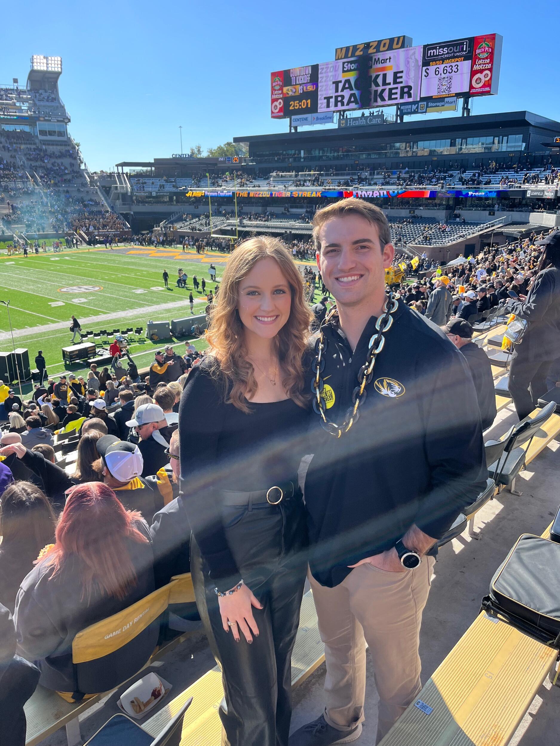 Carson's first Mizzou football game with The Corrigan's! Jenny's Dad will make sure Carson is forever a fan 