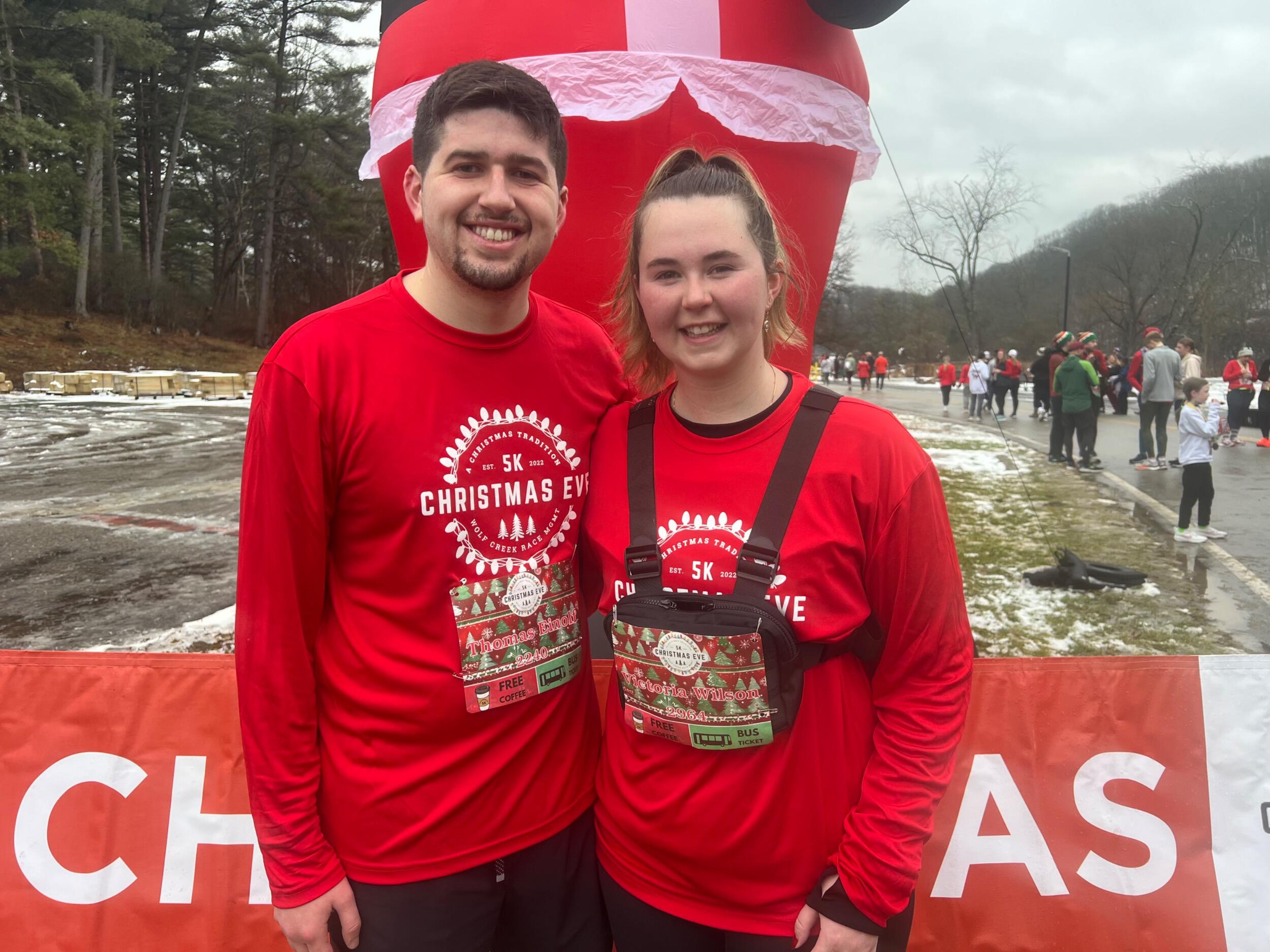 The Christmas Eve 5k in North Park. Thomas ran ahead and Victoria ran with Thomas’ Dad, Karl!