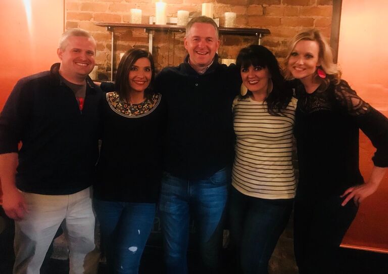After several months of continued collaboration on Twitter, Brooke and Chase supported the hiring of the new superintendent in Nelson County Schools. Chase had the gout and was on crutches this night. 