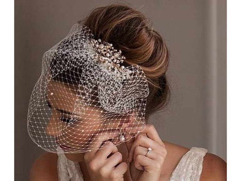 david's bridal birdcage veil