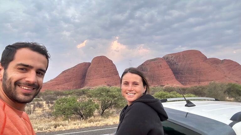 Sitting in the extremely expensive truck we had to rent in the Outback because we forgot to rent a car ahead of time 