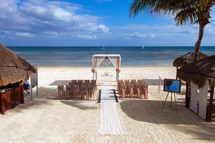 Beach Ceremony White Draped Wedding Arch