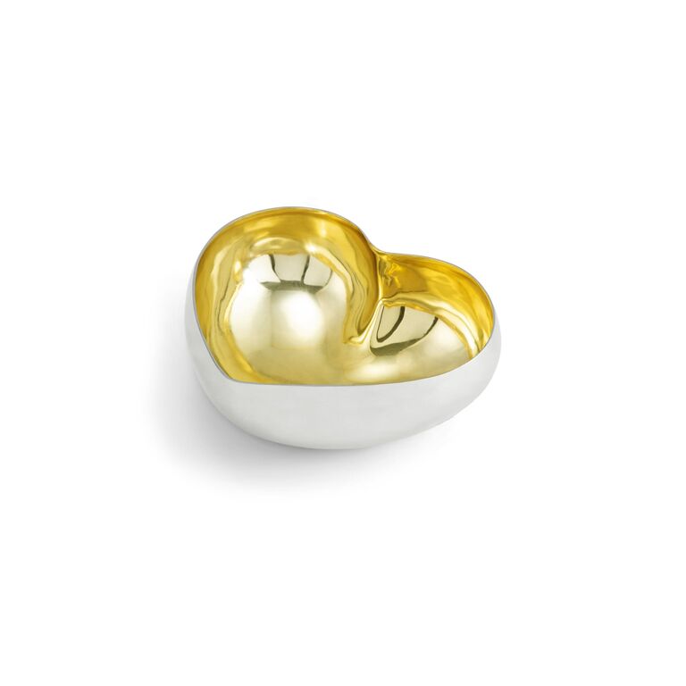 Gold and white heart ring dish