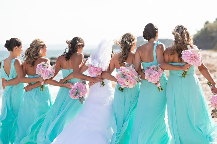 aqua beach bridesmaid dresses